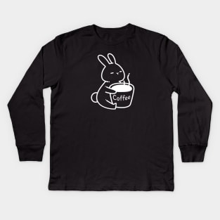 Coffee Lover Bunny | Coffee Lover Gifts | Kawaii Designs | Handmade Illustrations by Atelier Serakara Kids Long Sleeve T-Shirt